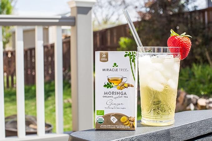 Miracle Tree - 6 Count of Organic Moringa Superfood Tea, 25 Individually Sealed Tea Bags, Ginger (Keto, Detox, Energy/Immunity Booster, Vegan, Gluten-Free, Organic, Non-GMO, Caffeine-Free)