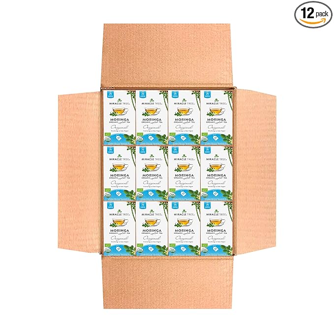 Miracle Tree - 12 Count of Organic Moringa Superfood Tea, 25 Individually Sealed Tea Bags, Original (Keto, Detox, Energy/Immunity Booster, Vegan, Gluten-Free, Organic, Non-GMO, Caffeine-Free)