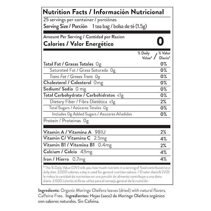 Miracle Tree - 6 Count of Organic Moringa Superfood Tea, 25 Individually Sealed Tea Bags, Ginger (Keto, Detox, Energy/Immunity Booster, Vegan, Gluten-Free, Organic, Non-GMO, Caffeine-Free)