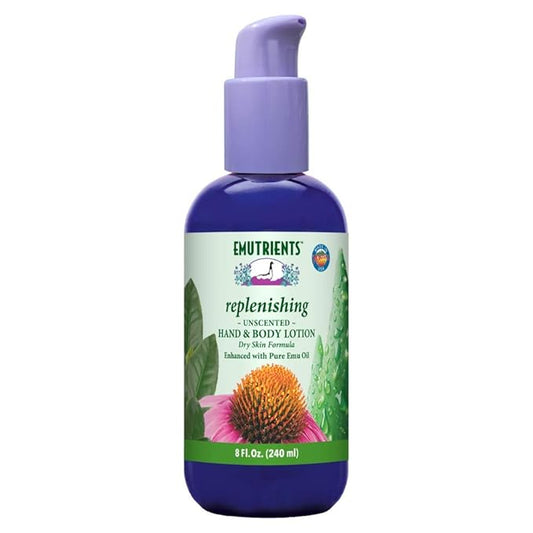 Montana Emu Ranch - Replenishing Hand and Body Lotion - 8 Ounce Bottle - Unscented Formula, Enhanced with Pure Emu Oil