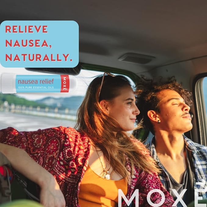 MOXE Nausea Nasal Inhaler Sticks, All Natural Essential Oil Blend, Ginger, Cardamom, Peppermint, Sweet Orange, Upset Stomach, Headaches, Easy-to-Use Portable Aromatherapy, Made in USA, 3 Pack