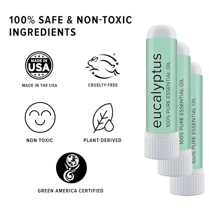 MOXĒ Eucalyptus Essential Oil Nasal Inhaler, Sinus & Congestion Relief, Daily Relaxation, Stress Relief, Therapeutic No-Mess Aromatherapy, Pure and Natural, Made in USA (3 Pack)