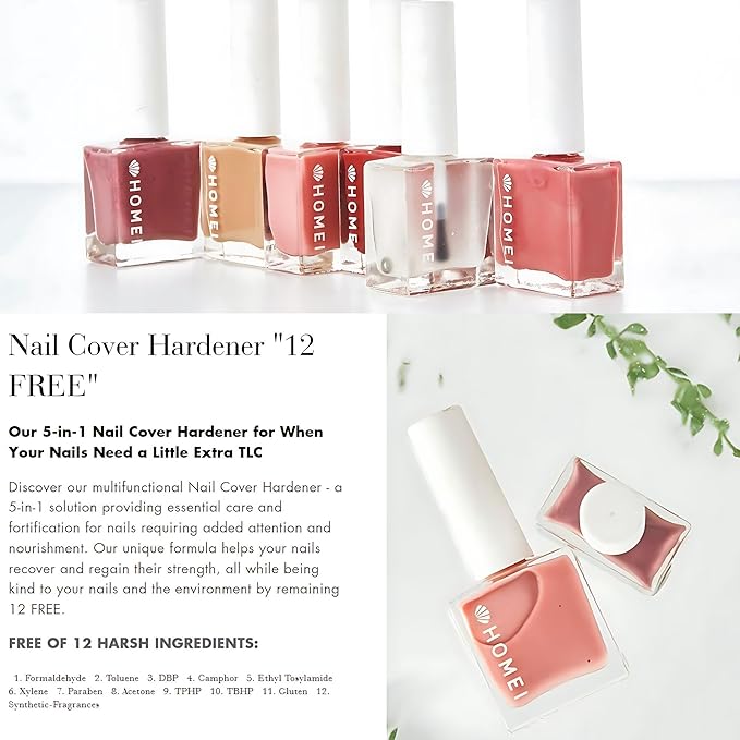 Nail Strengthener from Japan, Nail Hardener with Aloe Vera, Tea Tree Oil & Keratin for Healthy 5-in-1 Nail Solution Including Base Coat, Nail Color, Hardener, Top Coat & Nail Care, TAUPE