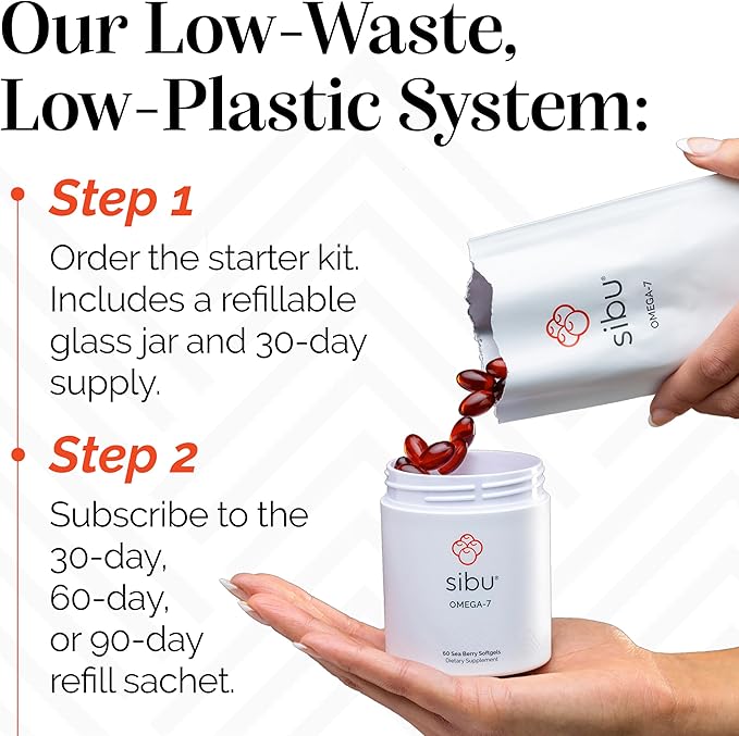 sibu Omega-7 Softgels, Premium Organic Himalayan Sea Buckthorn Oil (60ct, 30 Day Supply) – Supplement for Healthy Skin, Hair, Nails and Dryness